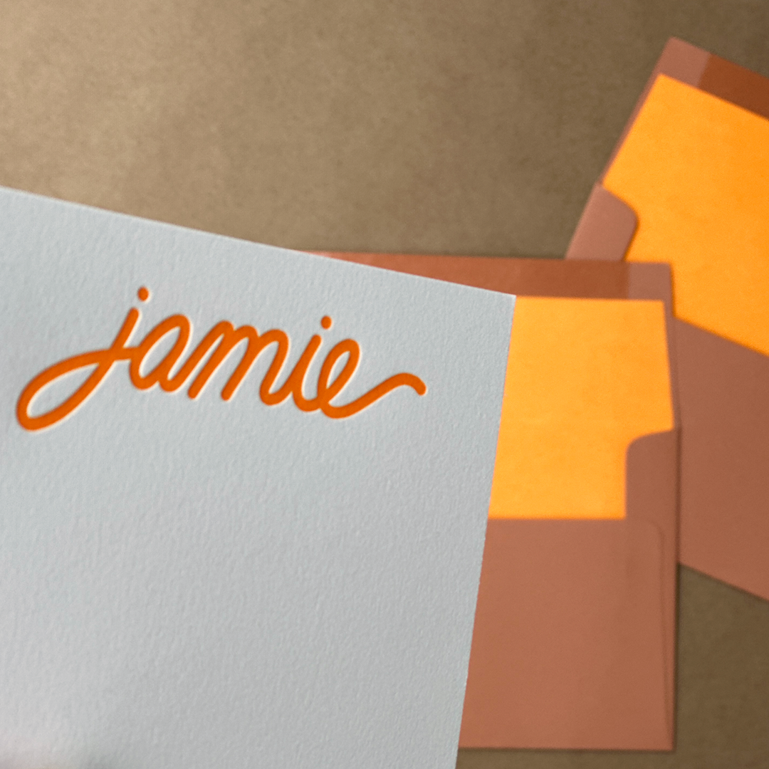 Personalized Script Font Letters | Personalized Letterpress Printed Note Cards