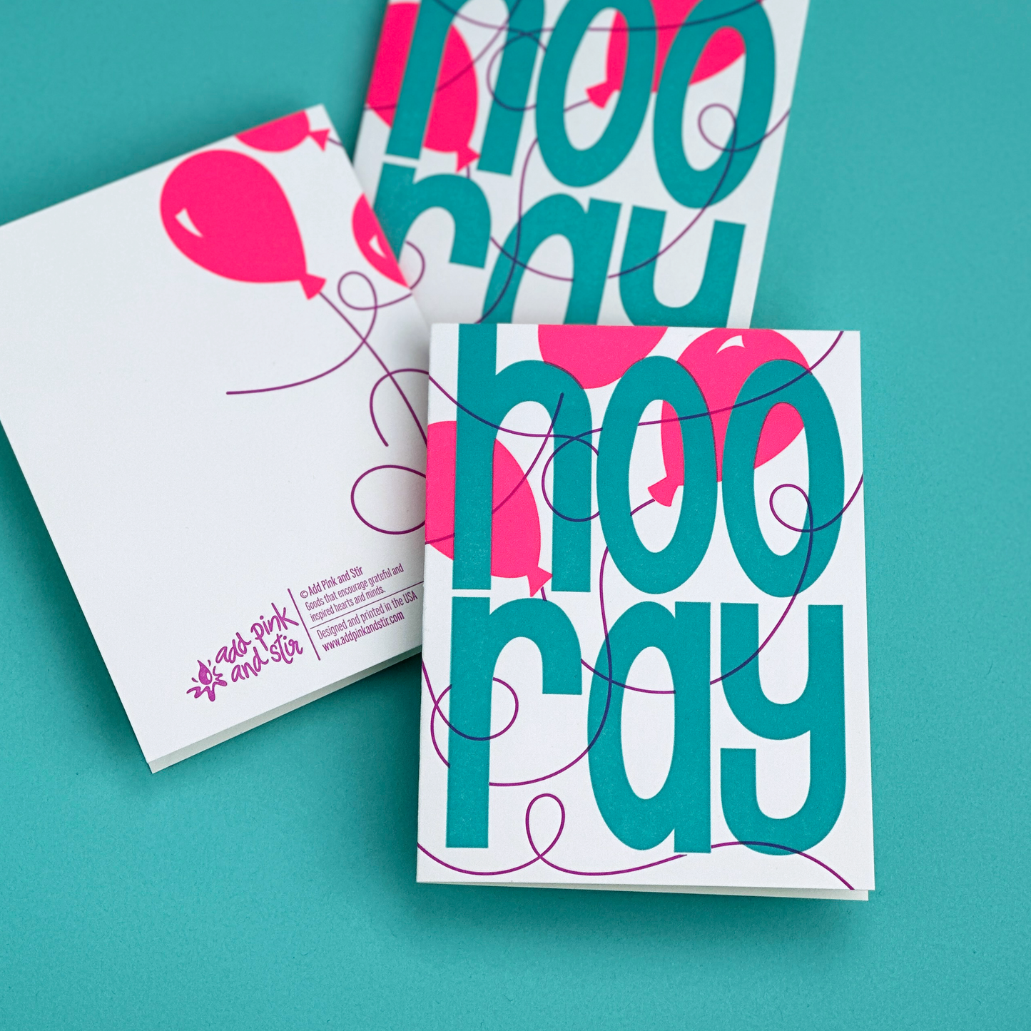 Hooray Balloons! | Letterpress Celebration Card