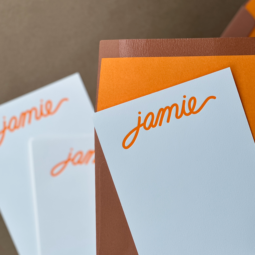 Personalized Script Font Letters | Personalized Letterpress Printed Note Cards