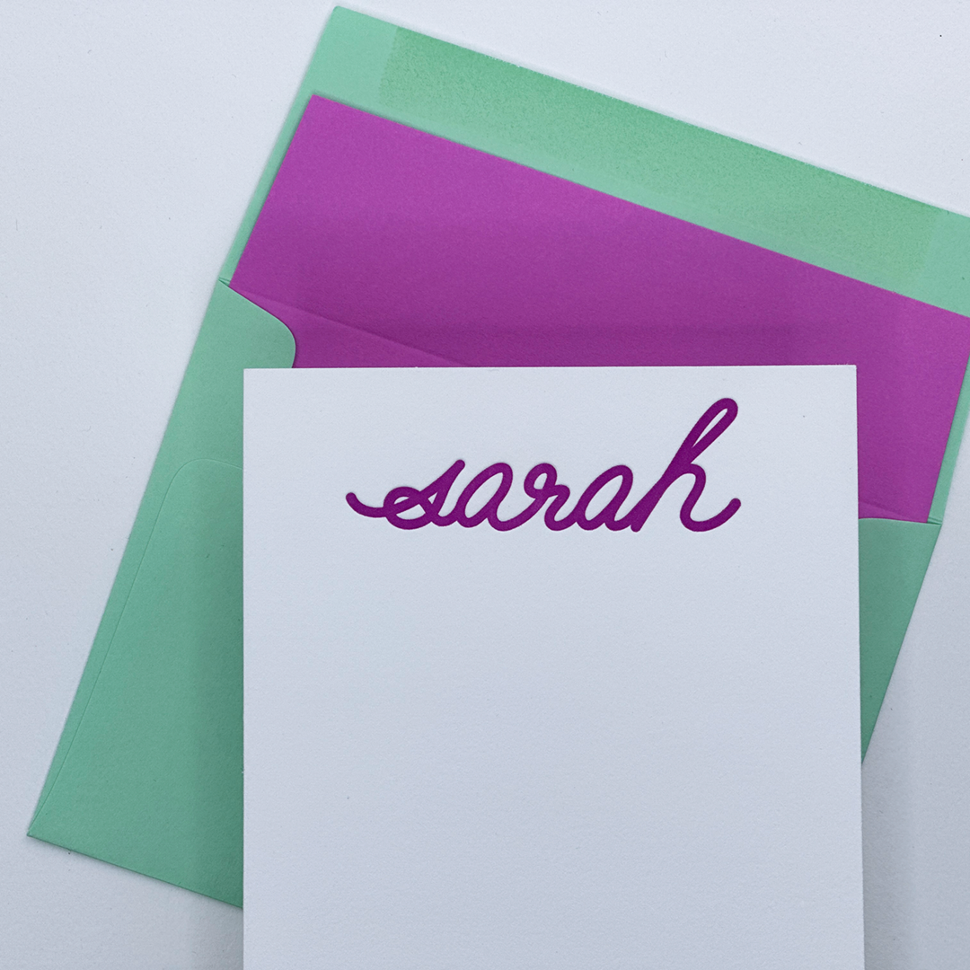 Personalized Script Font Letters | Personalized Letterpress Printed Note Cards
