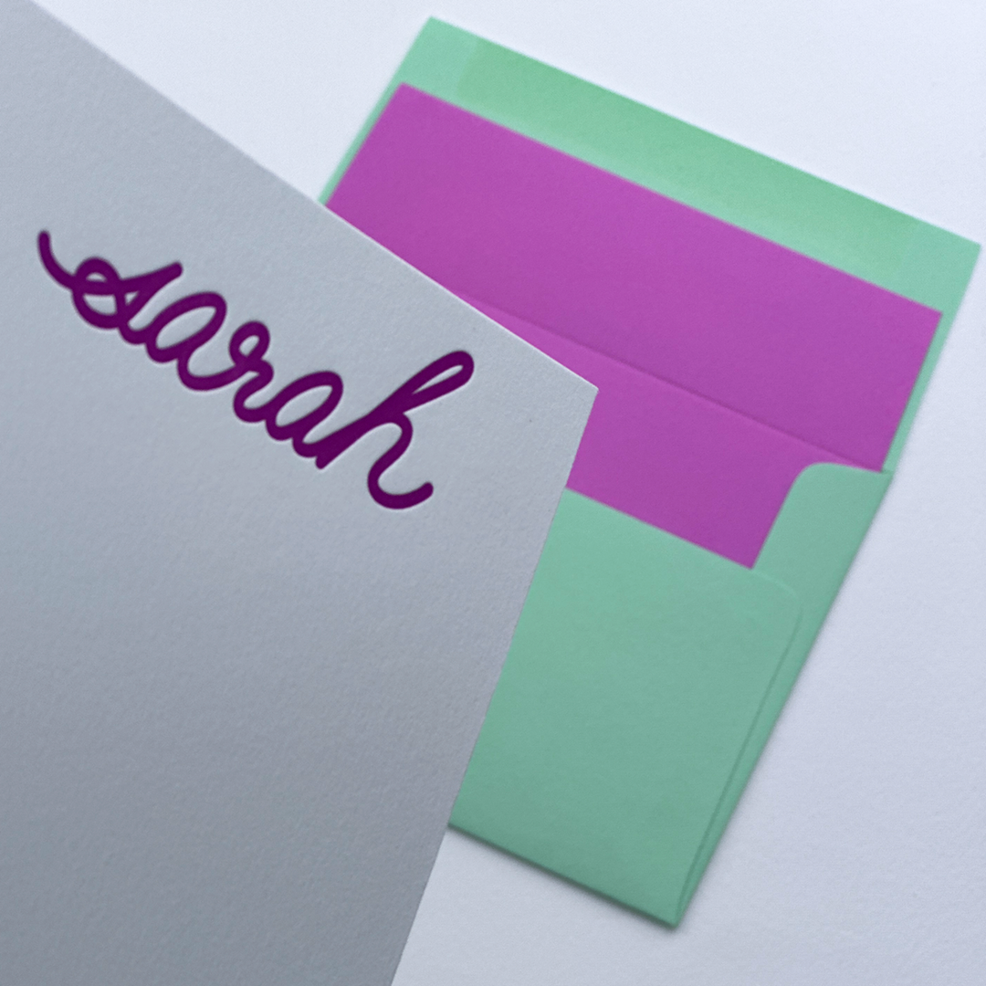 Personalized Script Font Letters | Personalized Letterpress Printed Note Cards