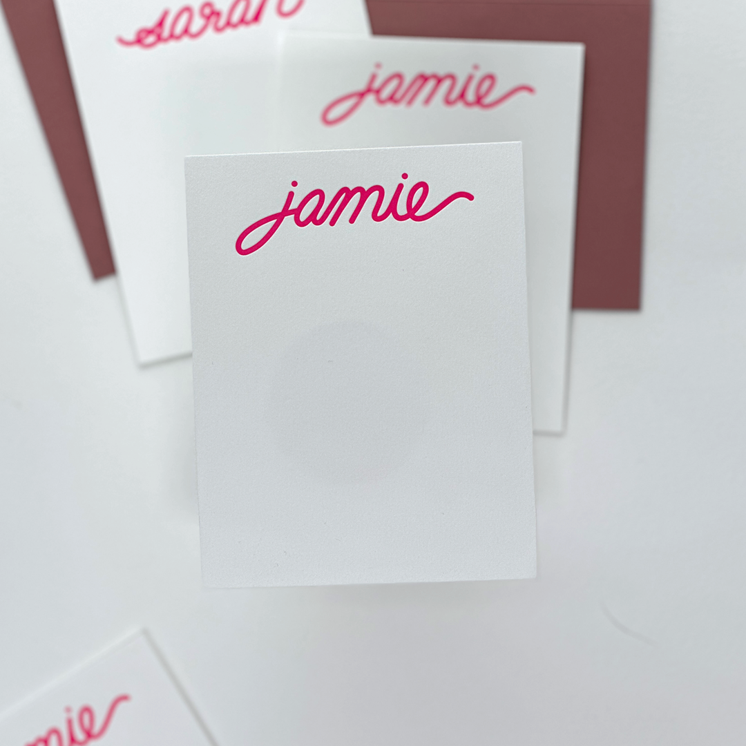 Personalized Script Font Letters | Personalized Letterpress Printed Note Cards