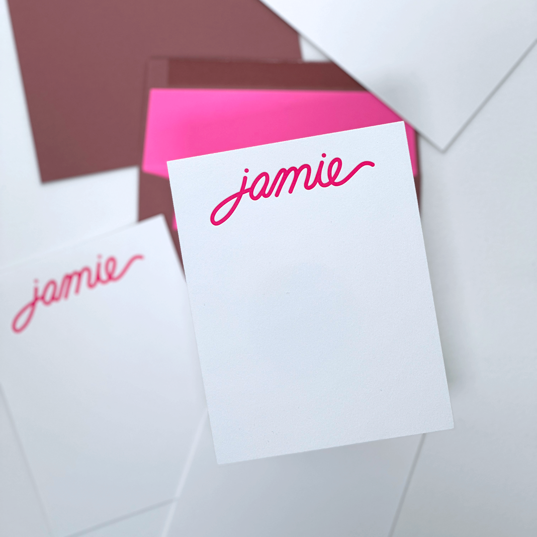 Personalized Script Font Letters | Personalized Letterpress Printed Note Cards