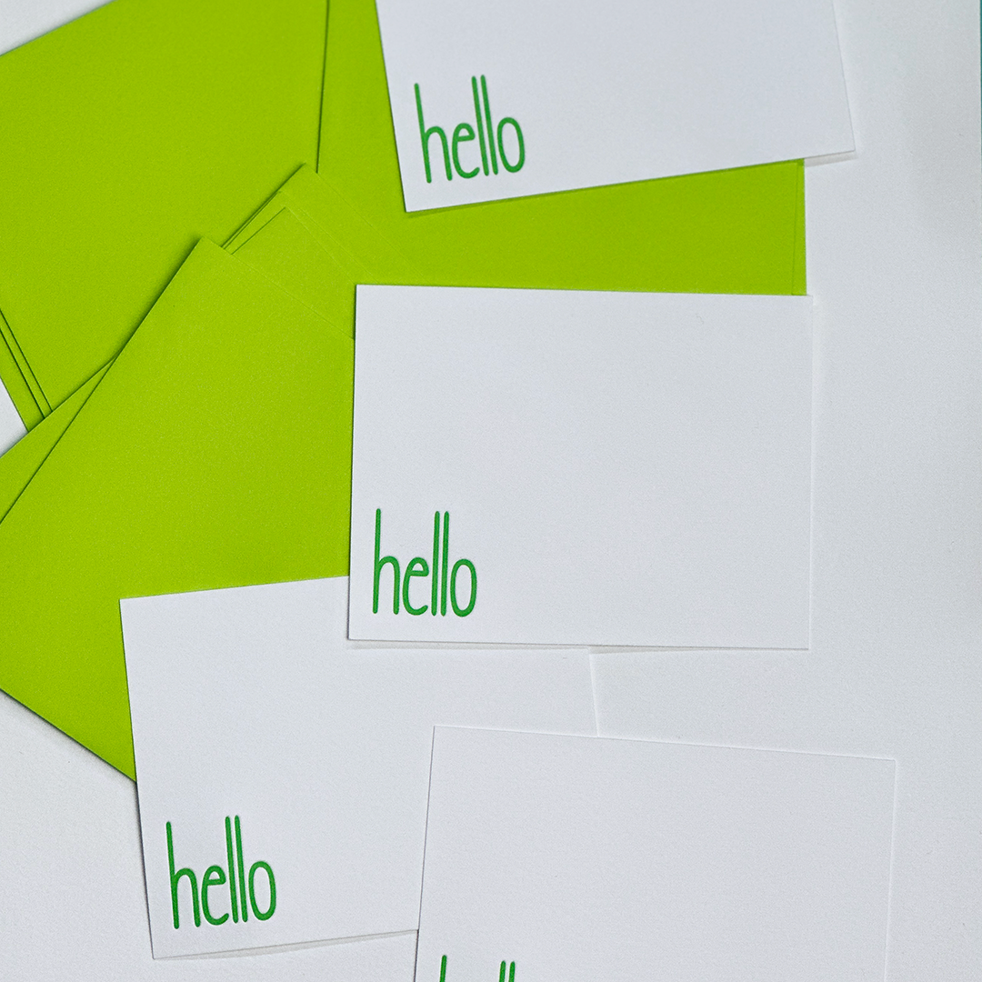 Skinny Hello Notecard, Letterpress Note Card Set