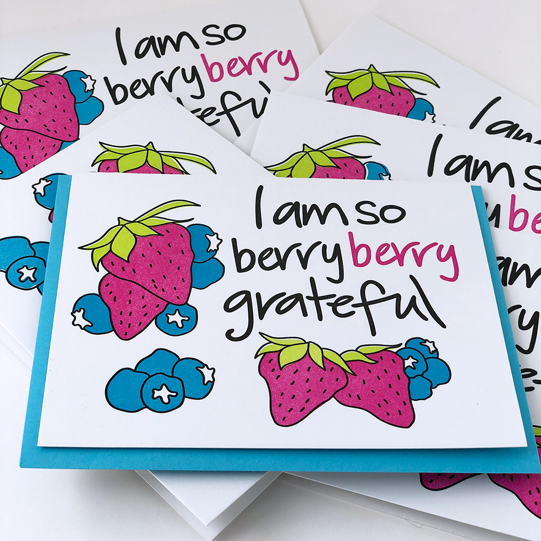 Berry Berry Grateful | Letterpress Funny Thank you Card