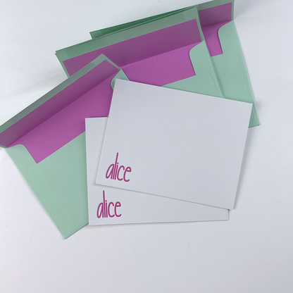 Neon Personalized Stationery Set | Letterpress Notecards