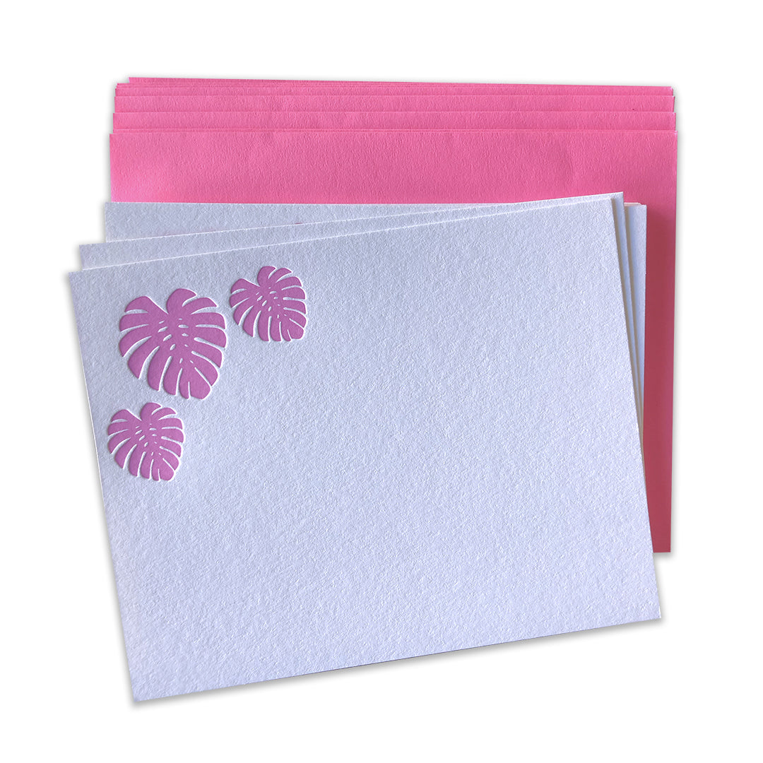 Monstera Leaf Note Cards (Solid) | Notecard set of 10