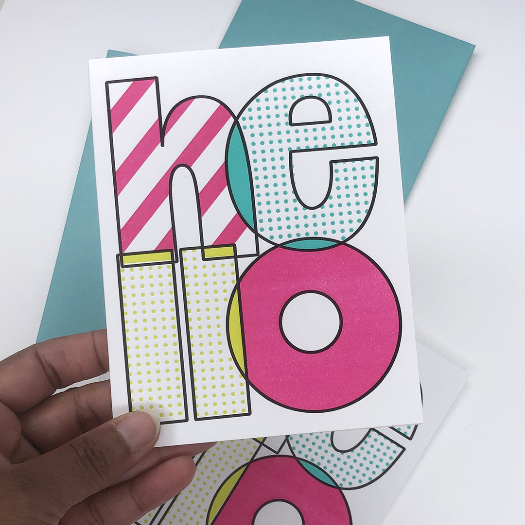 Hello Stripes and Polka Dots | Letterpress Card
