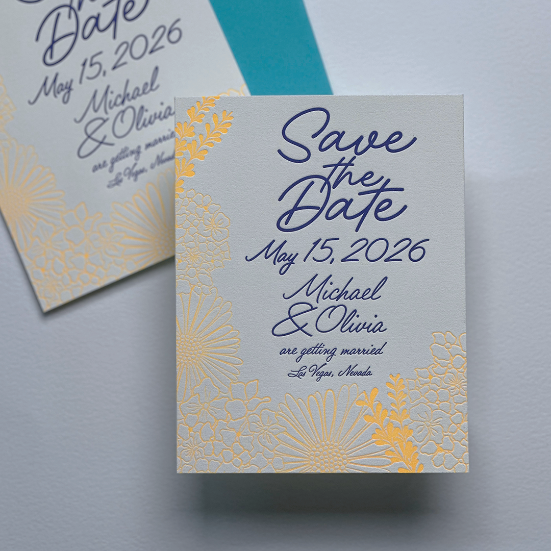 English Cottage Garden Save the Date, Floral Wedding Stationery