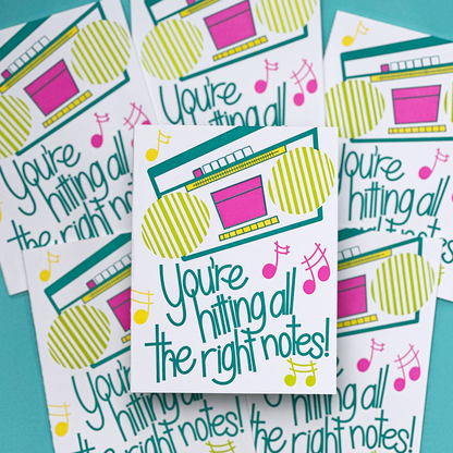 Hitting all the Right Notes! | Words of Encouragement Card