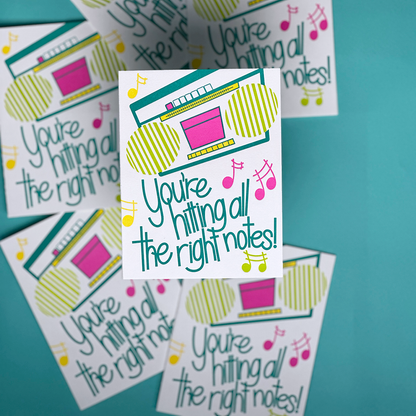 Hitting all the Right Notes! | Words of Encouragement Card