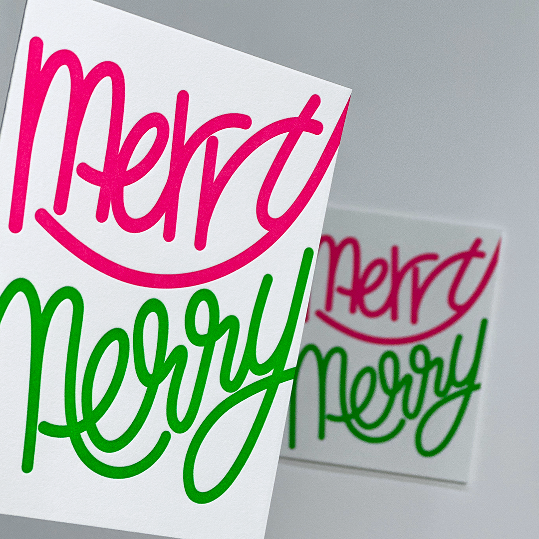 Merry Merry Christmas Wishes, Letterpress Christmas Card