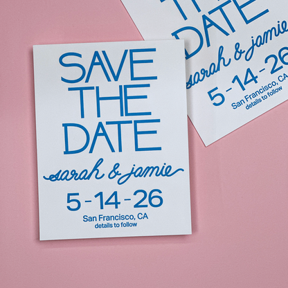 Vibrant, Modern Save the Date | Letterpress Wedding Announcement