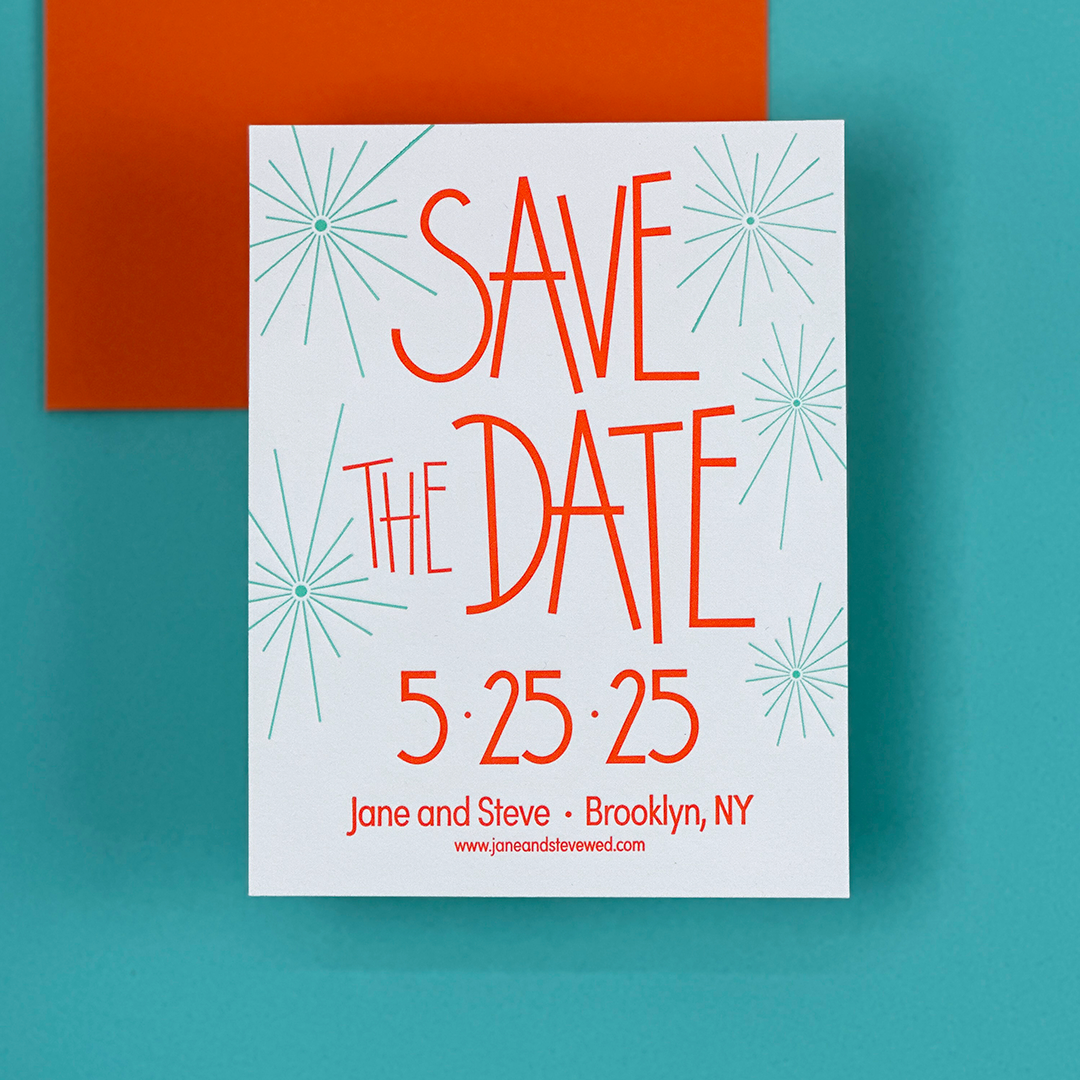 Save the Date Sparklers, Letterpress Wedding Stationery