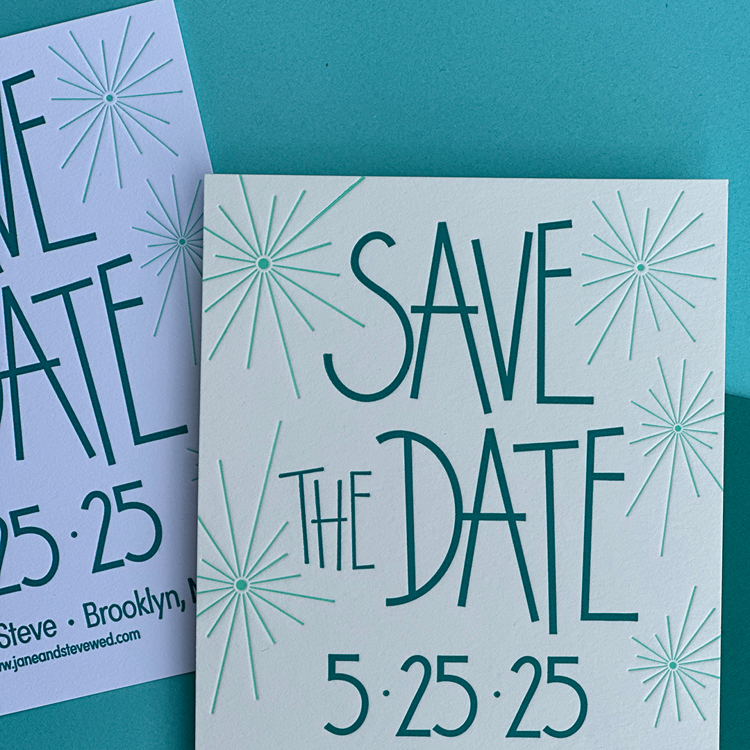 Save the Date Sparklers, Letterpress Wedding Stationery