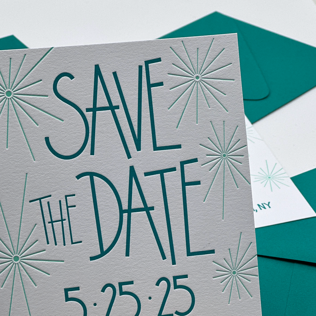 Save the Date Sparklers, Letterpress Wedding Stationery