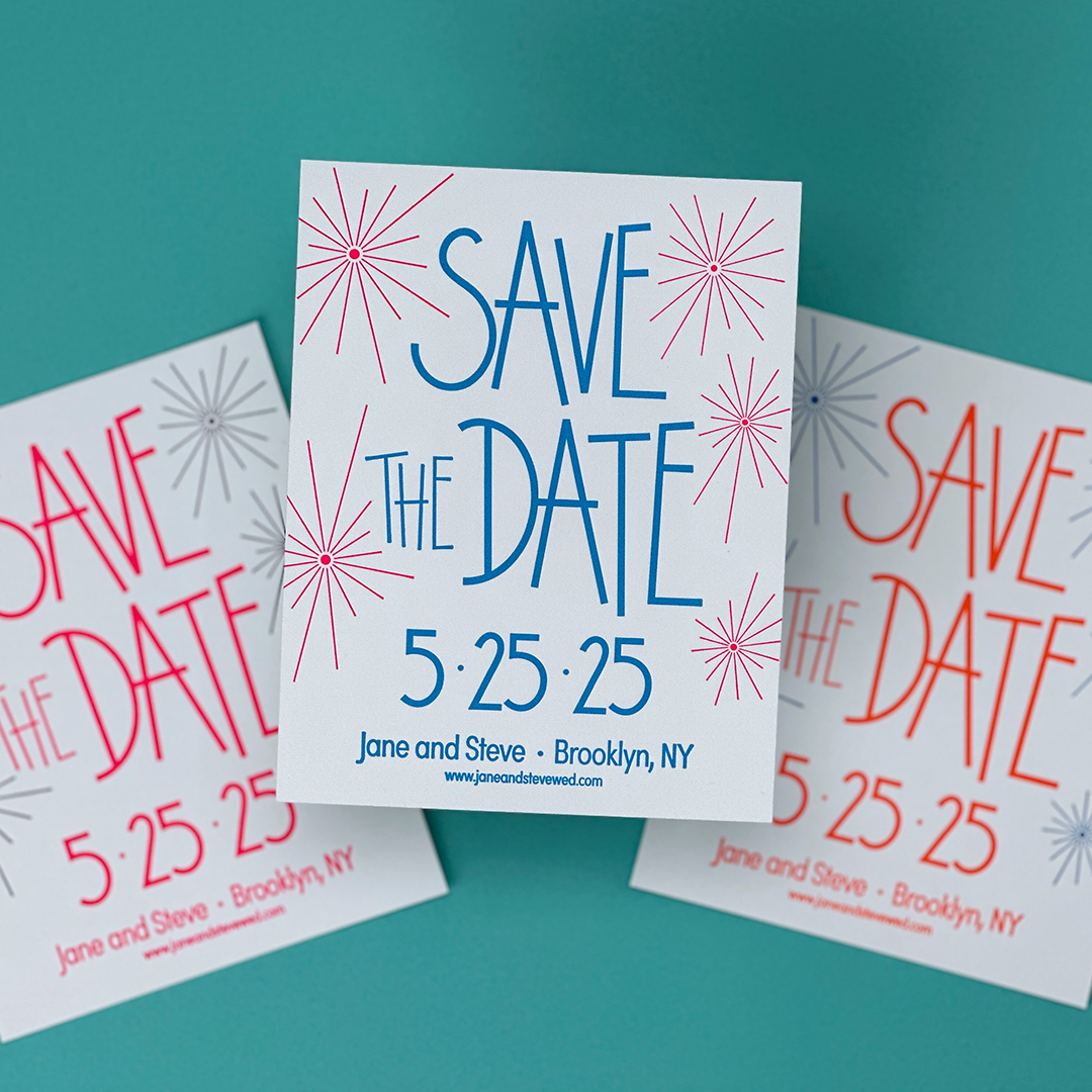 Save the Date Sparklers, Letterpress Wedding Stationery