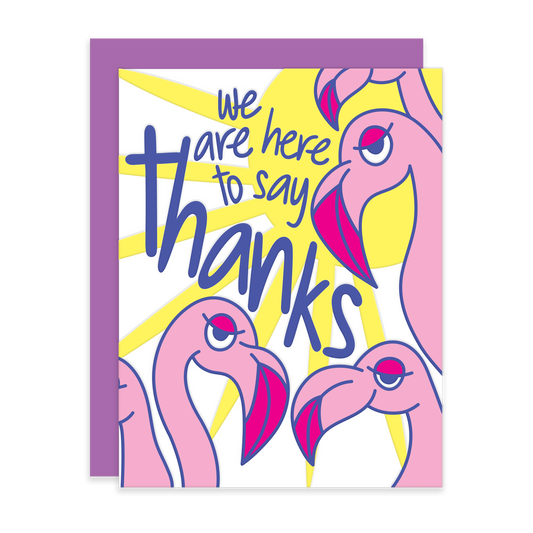 Pink Flamingo, Letterpress Thank You Card