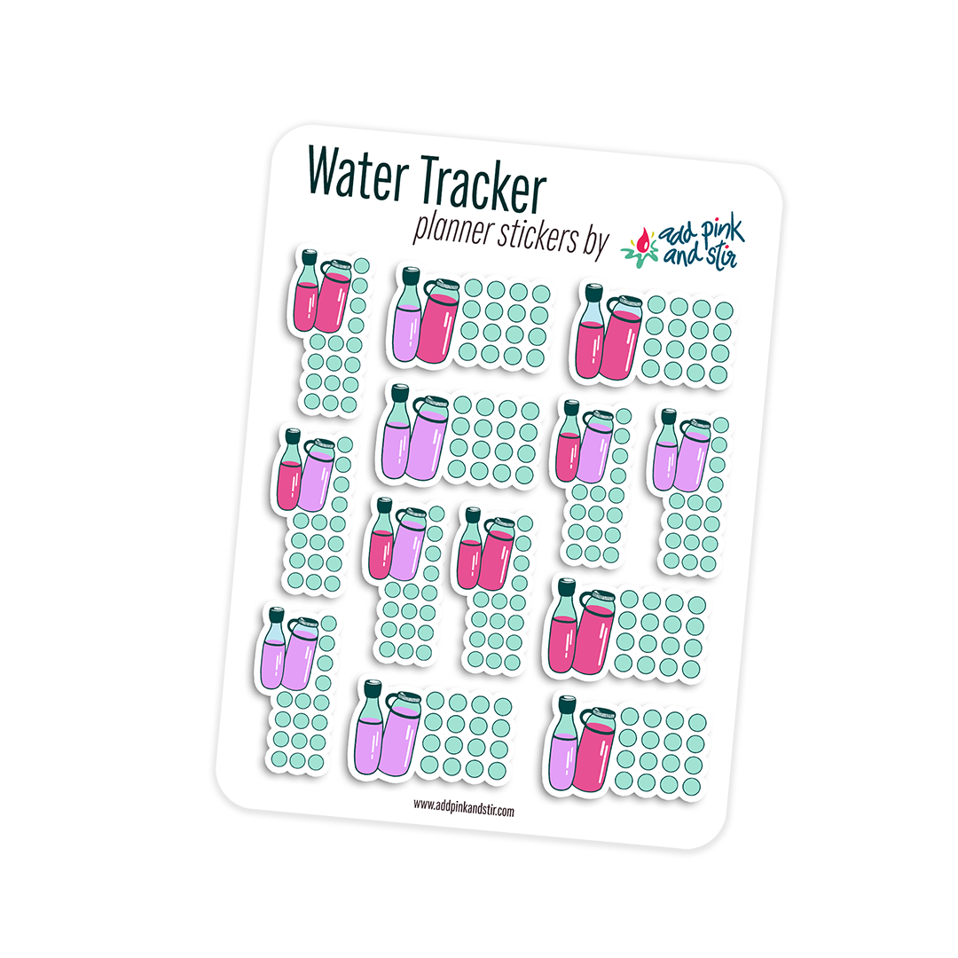 2 Pages Of Water Tracking Stickers, Water Intake Tracking, Health and – The  Planning Queen